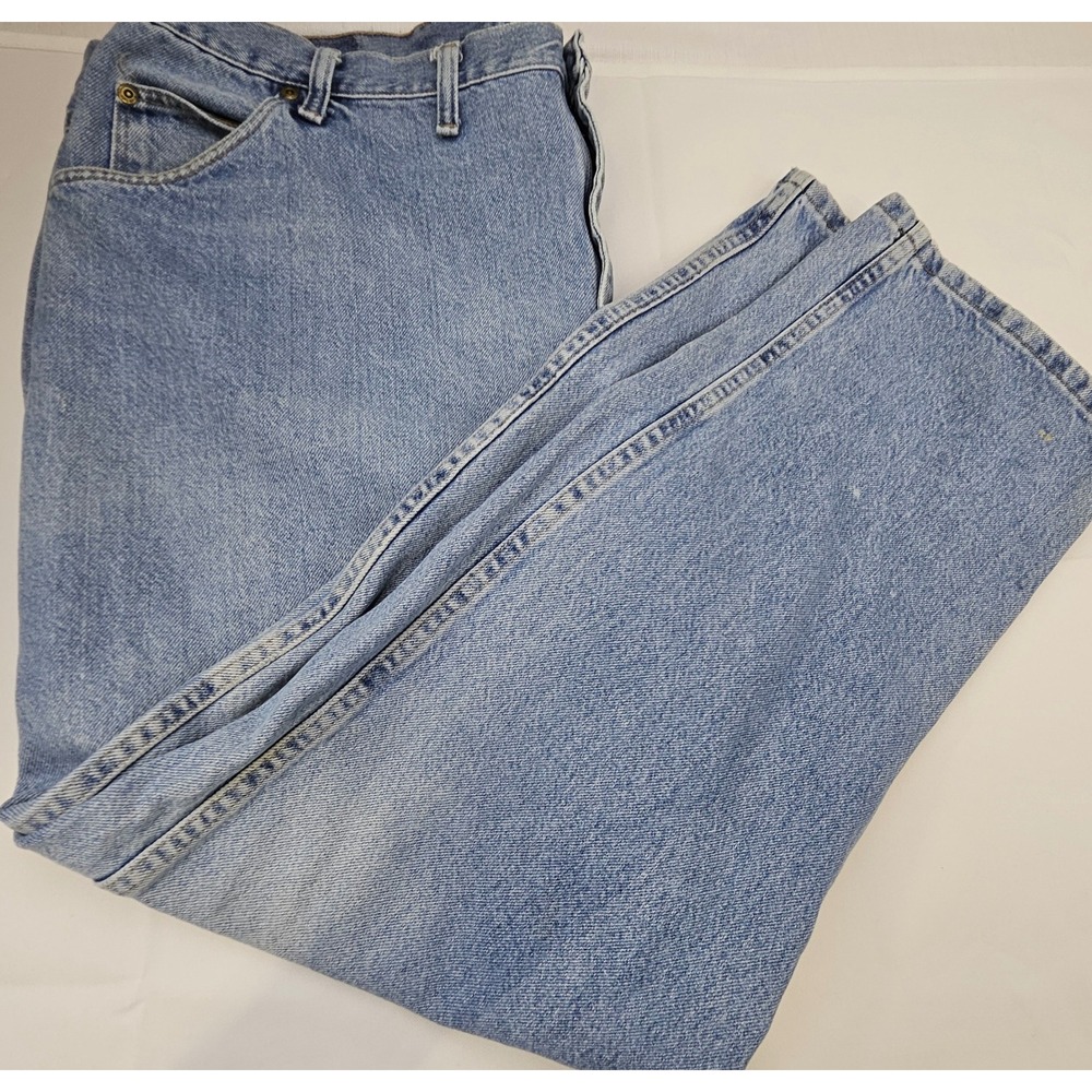 Wrangler 96501SW Mens Light Wash‎ Straight Leg Denim Jeans 46x29 Blue Cotton